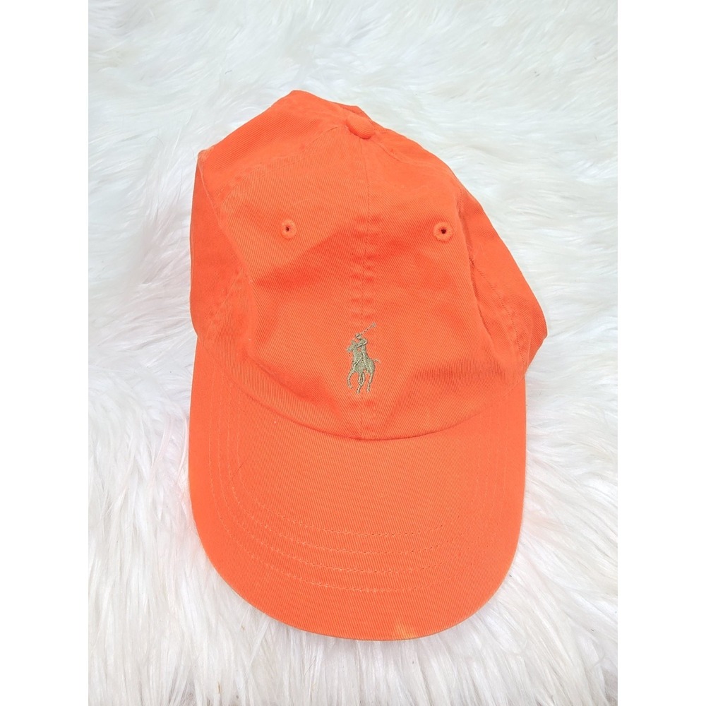Vintage Classic 100% COTTON RALPH LAUREN POLO Dad Hat Orange Mango OG